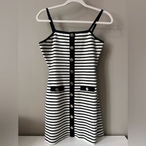 Maje Black and White Striped Knit Dress, Size M